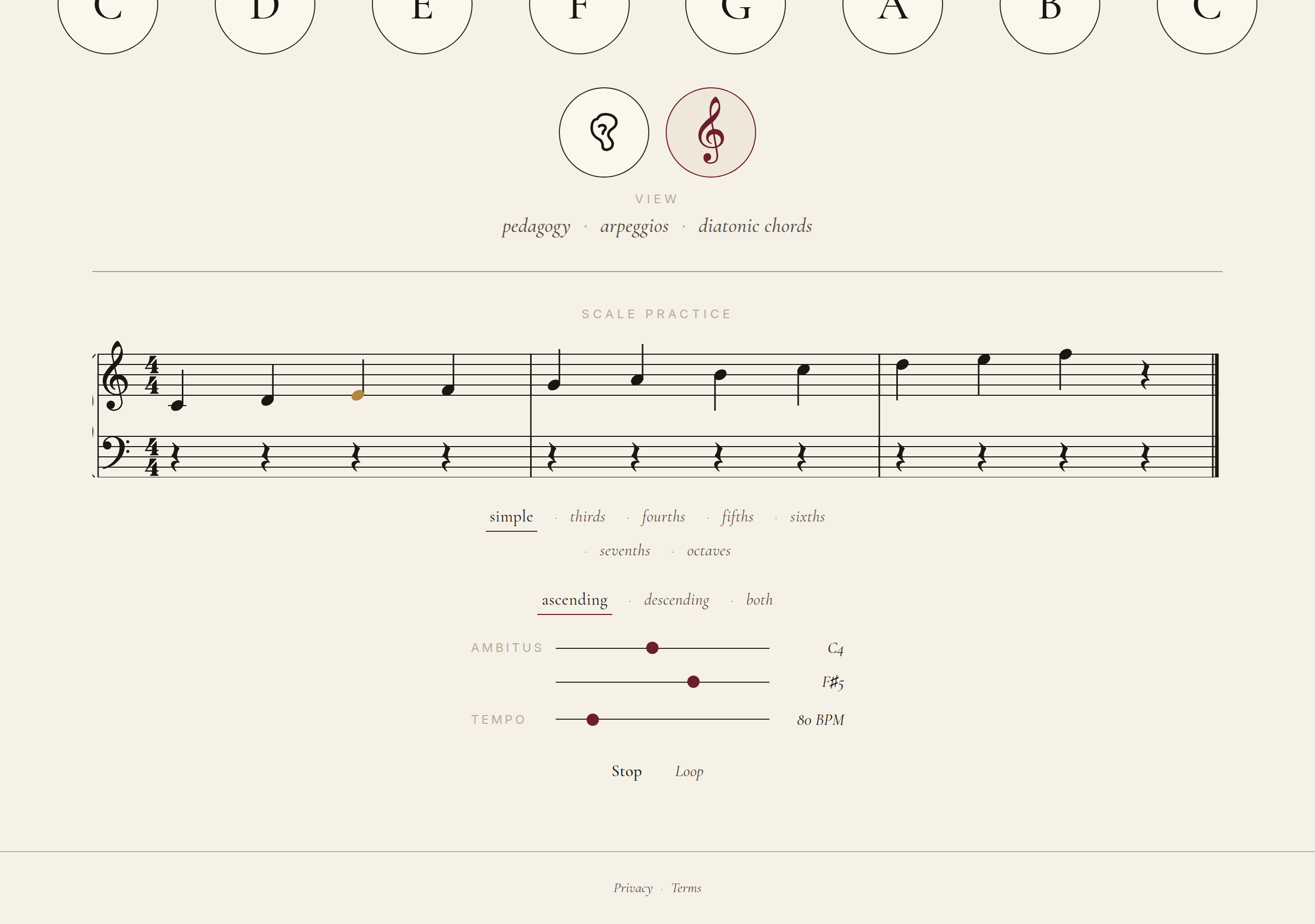 Scale practice playing back