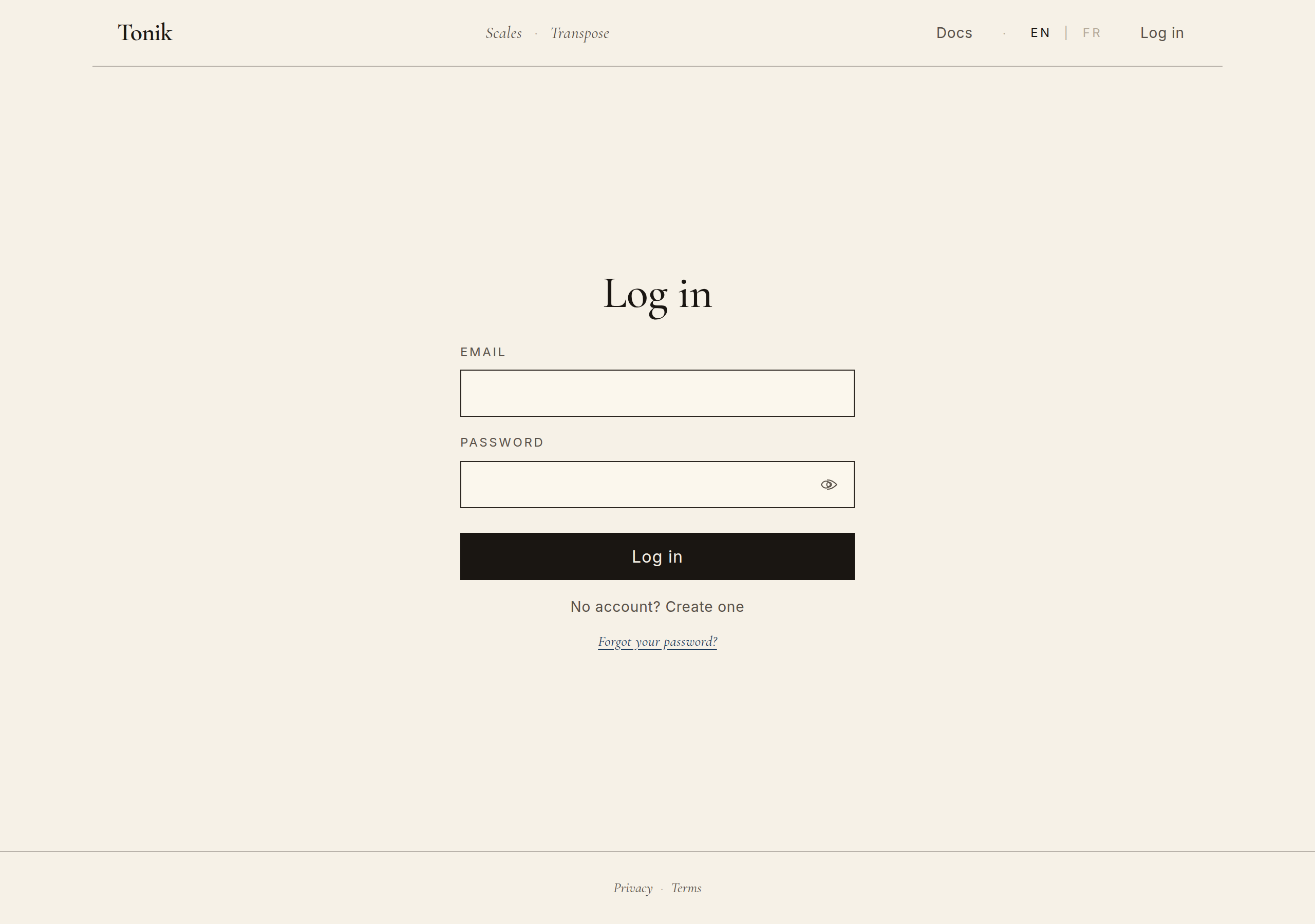 Register screen
